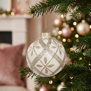 Ivory Glitter Design Bauble