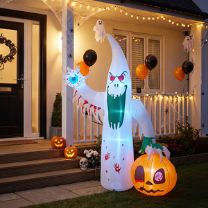 Halloween Light Up Inflatable Red Eye Ghost