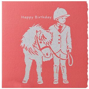 Deckled Edge Colour Block Pony Greetings Card F