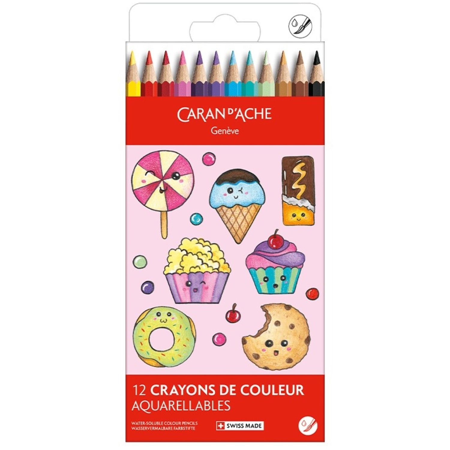 Caran d'Ache Swisscolor Watercolour Pencils Candy World Kawaii Set of 12 - Image 2