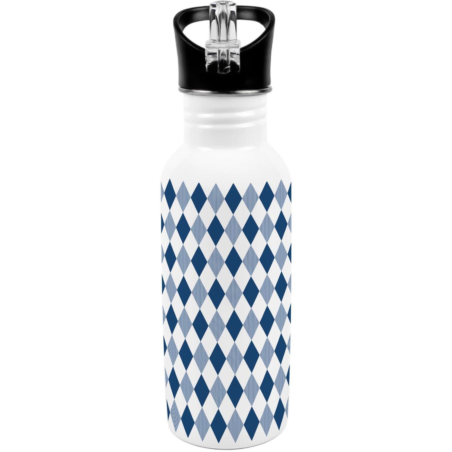 Purely Home Navy Argyle Print Metal Canteen Water Bottle - Blue