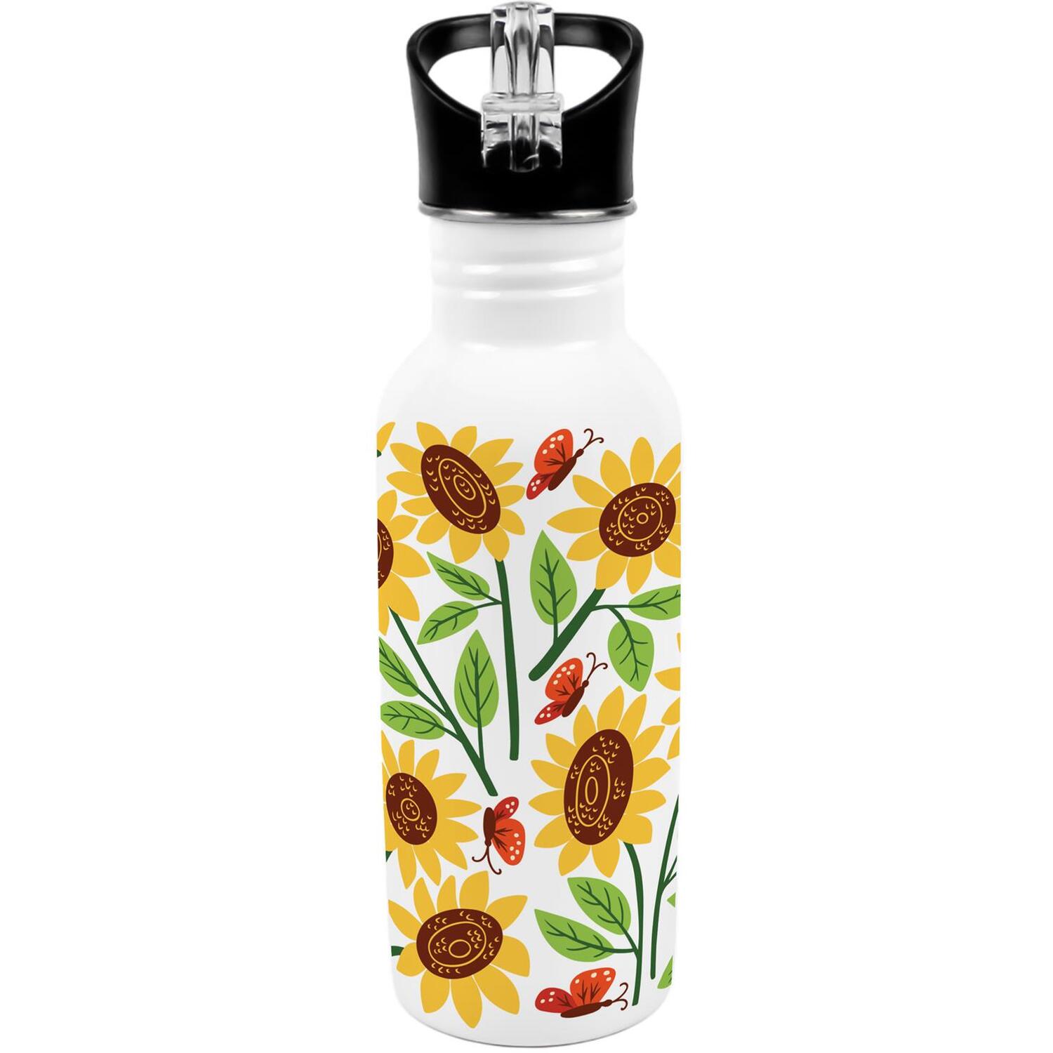 Purely Home Poster Sunflowers Metal Canteen Water Bottle - Yellow