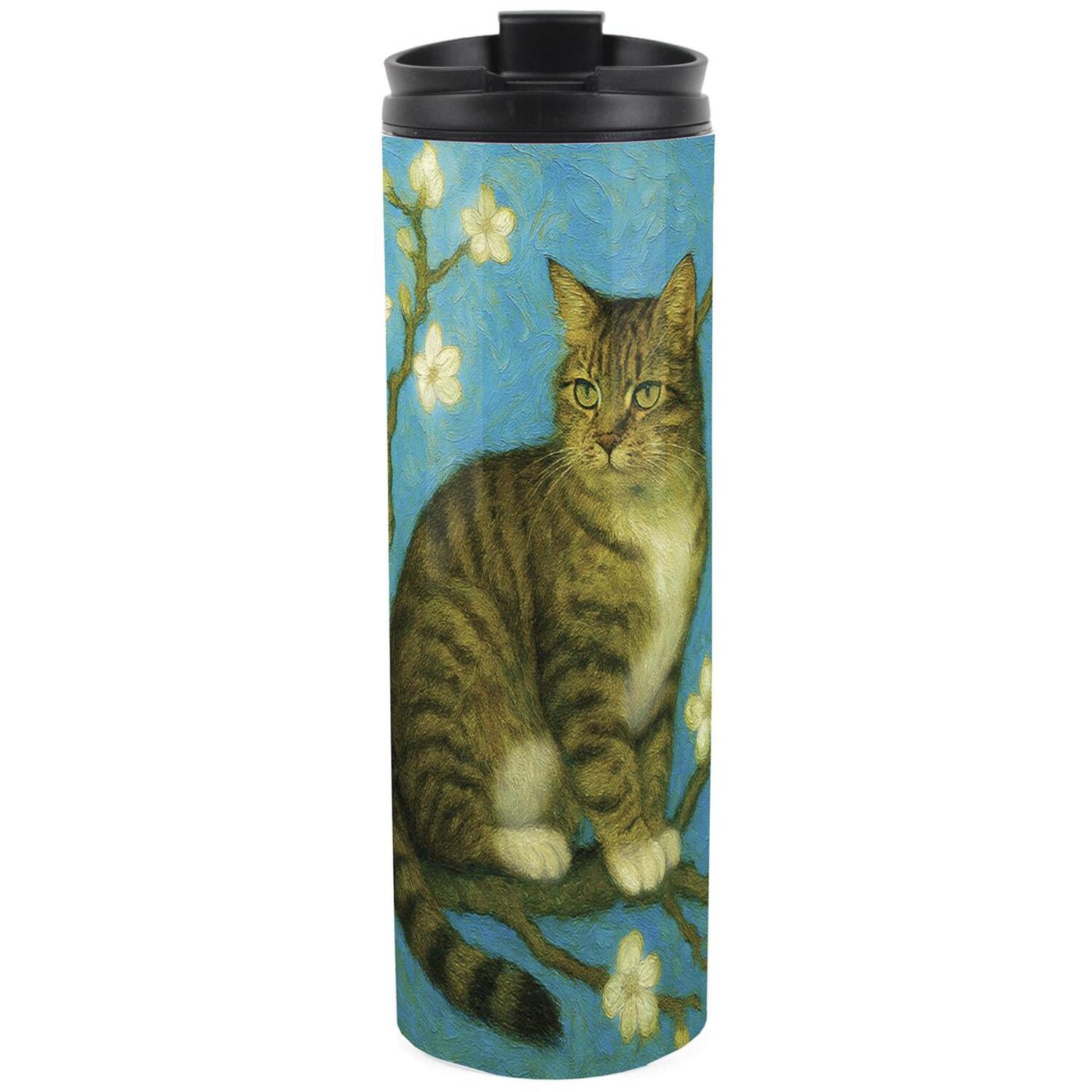 Purely Home Van Gogh Cats Almond Blossoms Stainless Steel Travel Flask