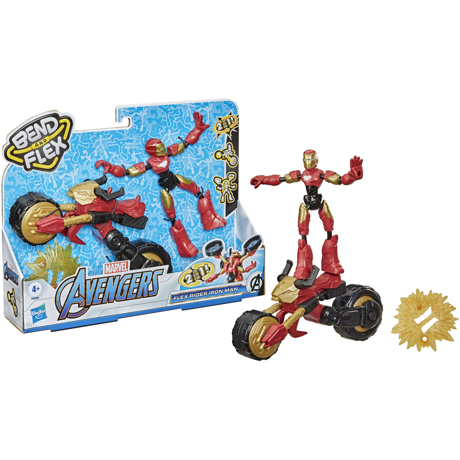Image of Avengers Bend And Flex Rider Iron Man - red