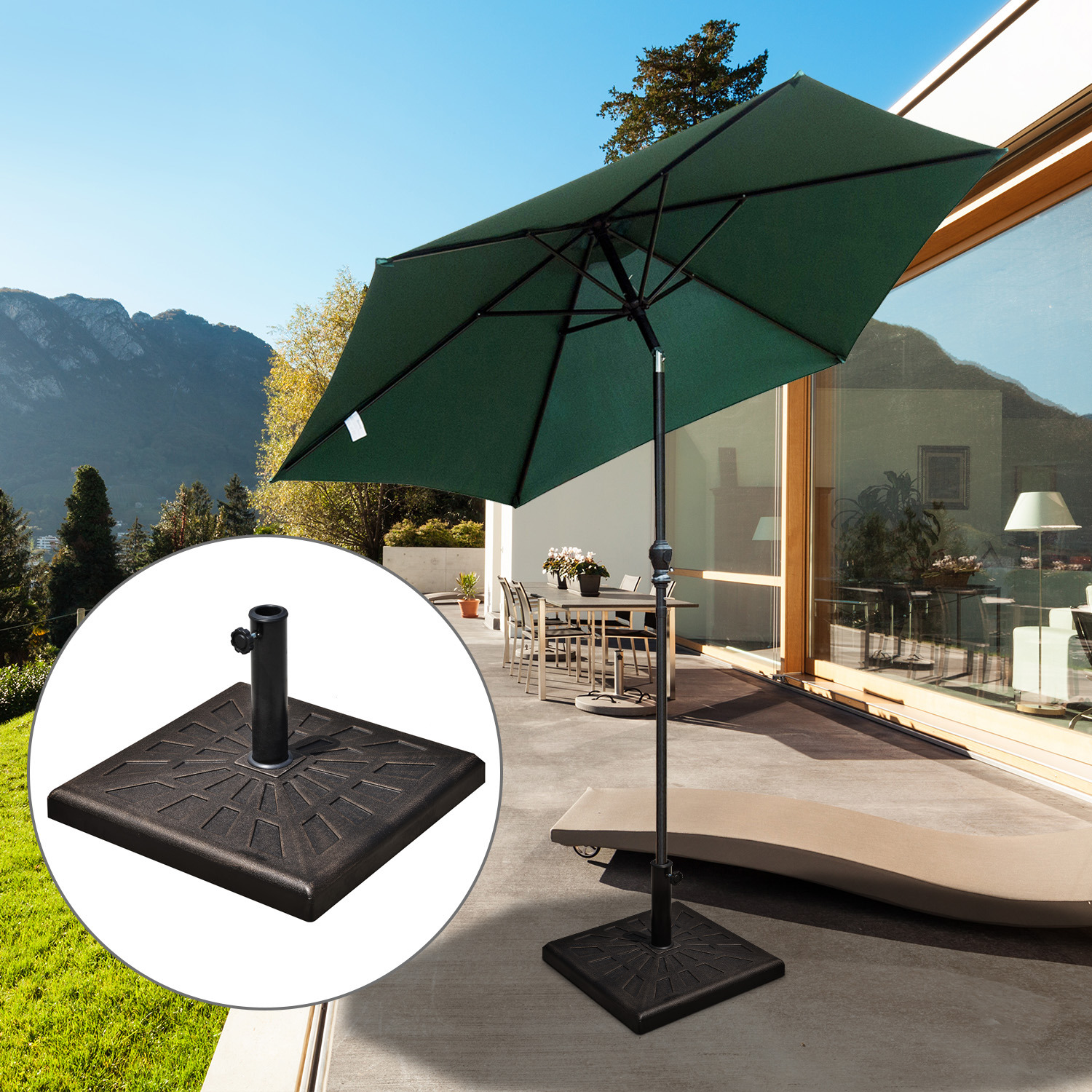 Outsunny 15kg Parasol Square Base Stand Holder - Bronze