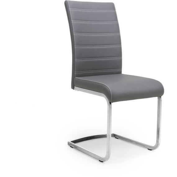 Pair Of Callisto Leather Effect Grey Dining Chair