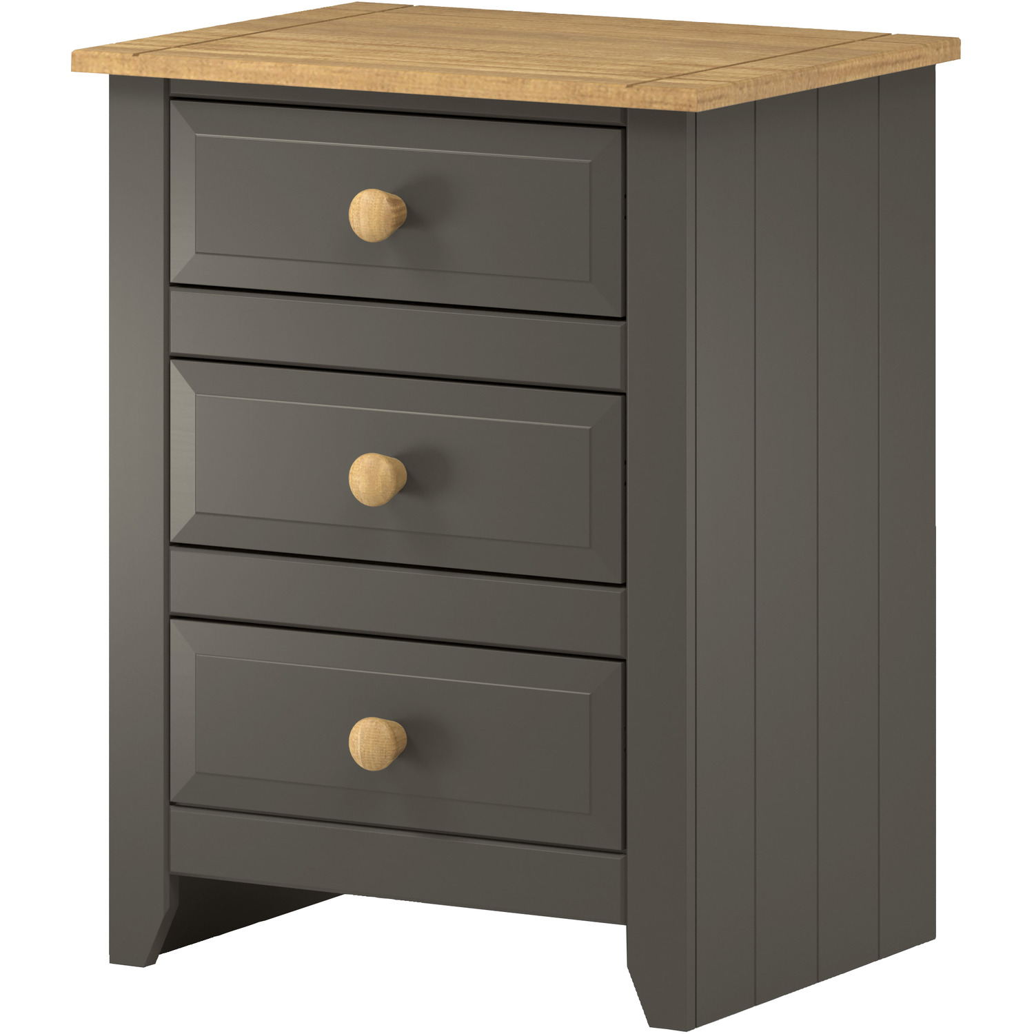 Core Products Ltd - Capri Carbon 3 Drawer Bedside  - Carbon Grey and Antique waxed pine thumbnail