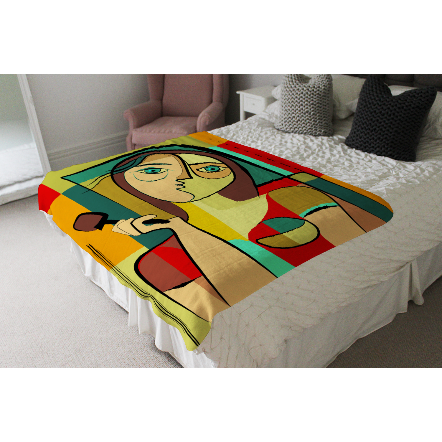 Woman With Chocolate In Hand Blanket - Green