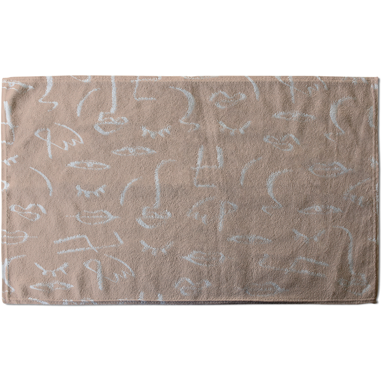 Line Drawing Abstract Faces Bath Towel - Pink