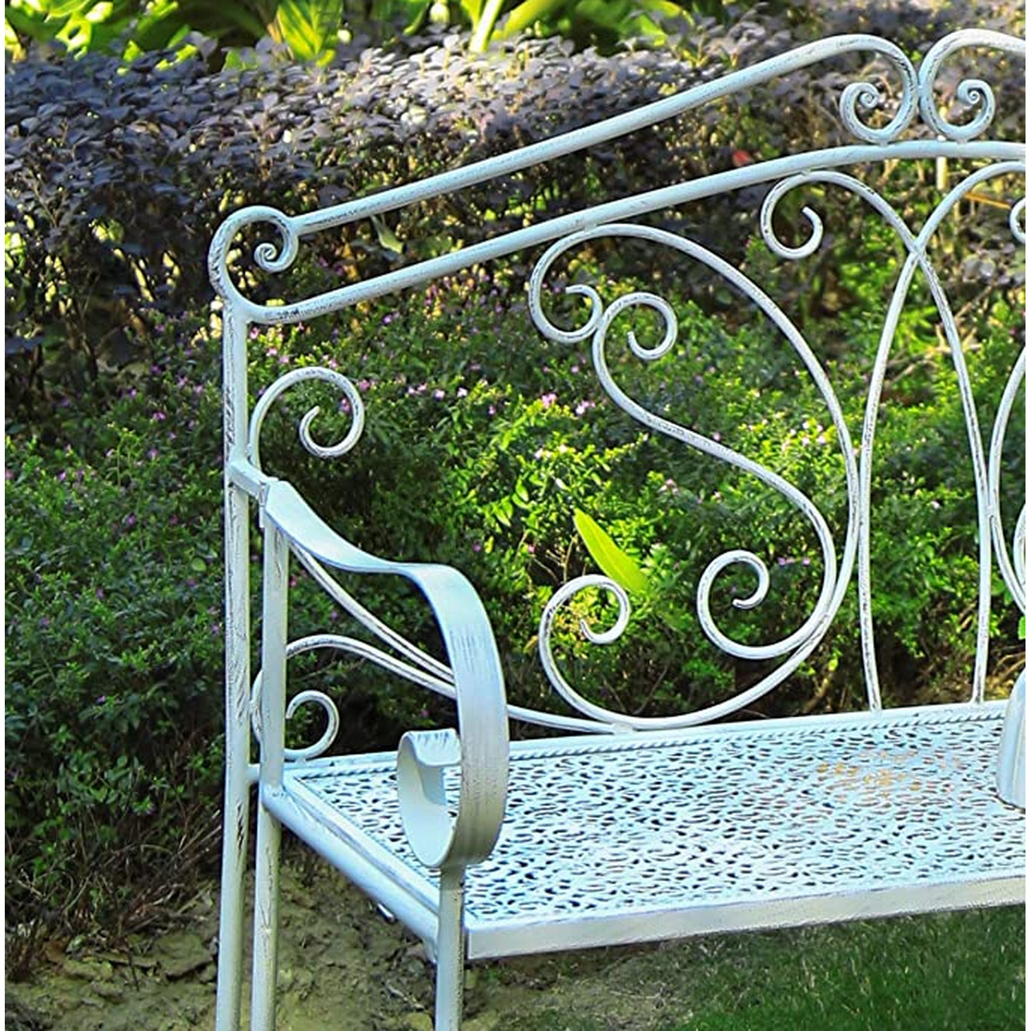 Andalusia 2 Seater Foldable Metal Garden Bench Seating - White