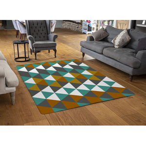 Autumn Geometric Triangles Designer Rug