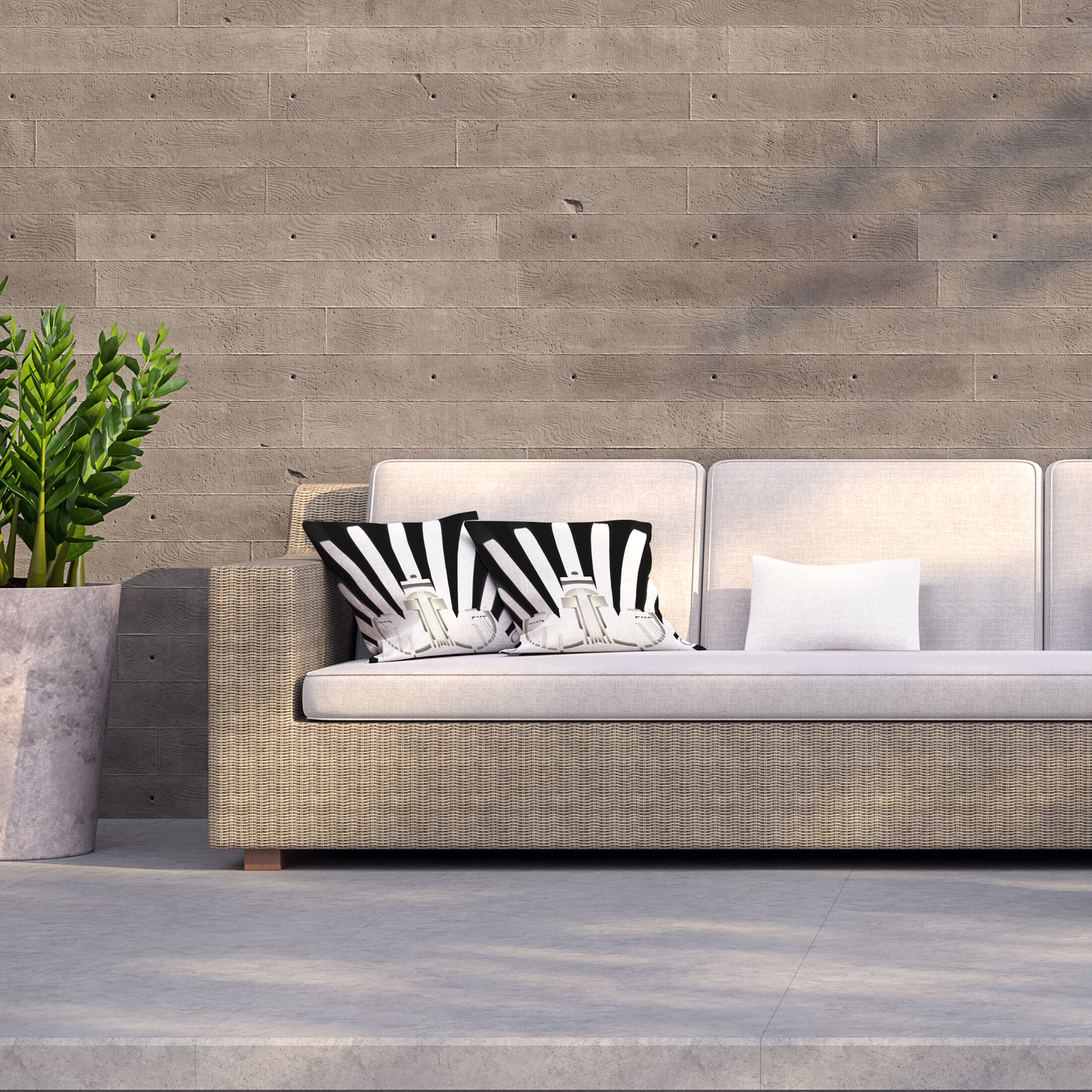 Art Deco Skyscraper In Black  White Outdoor Cushion - Black / 60cm