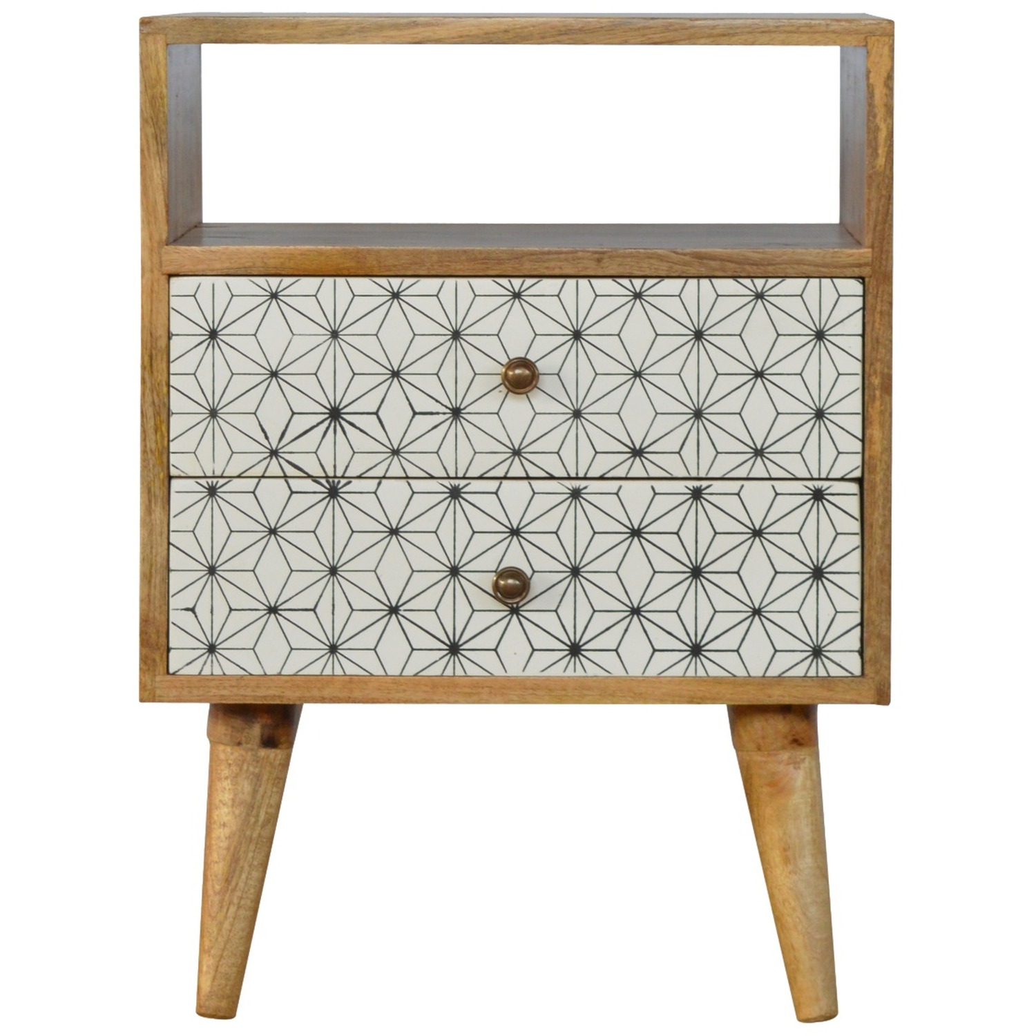 KDMK - Two Drawer Geometric Screen With Open Slot - White thumbnail