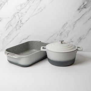 MasterClass Set of Casserole Dish, Grey, 24cm4Litre with Roasting Pan, Grey