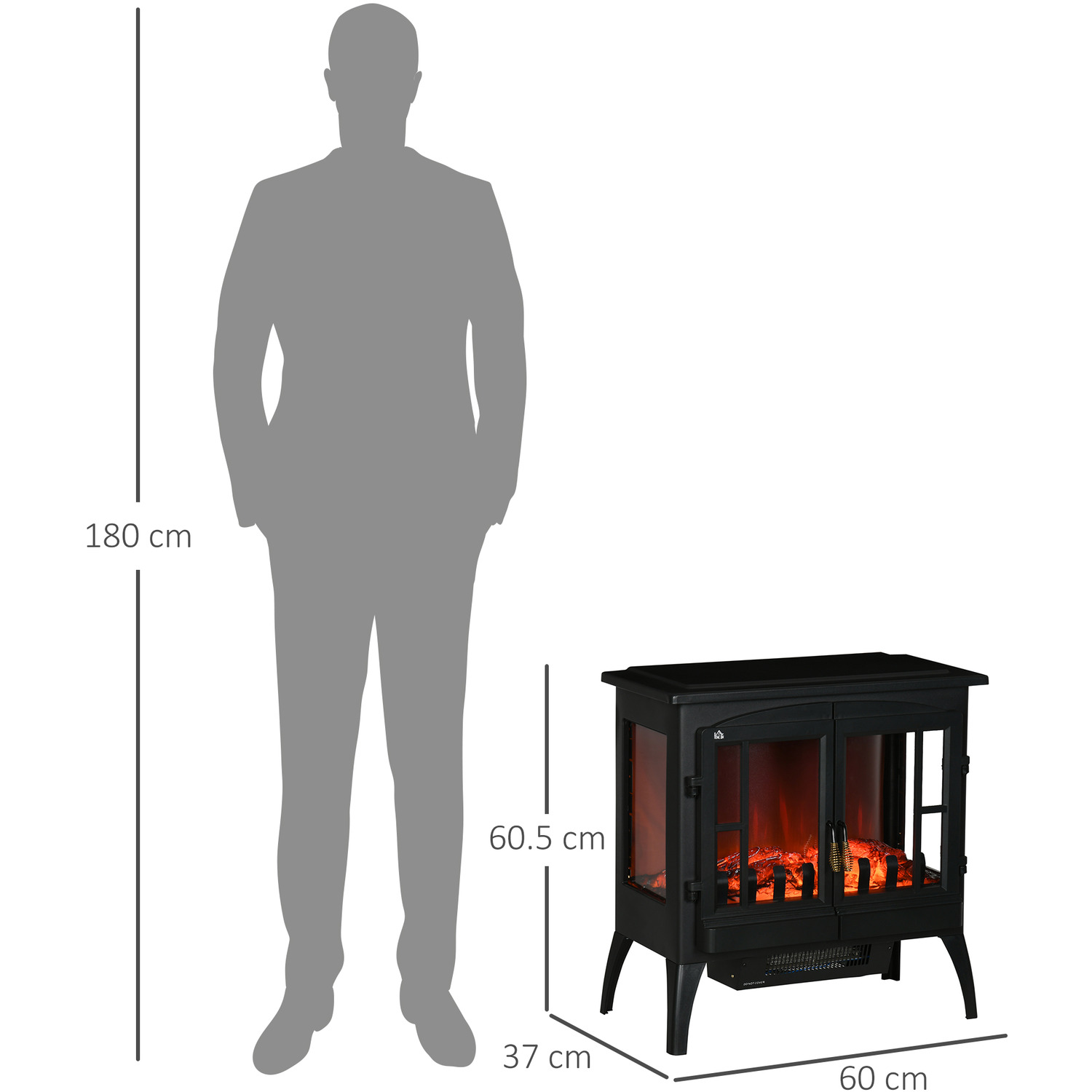 Electric Fireplace Heater, Quiet Freestanding Fire Stove 1000W 2000W