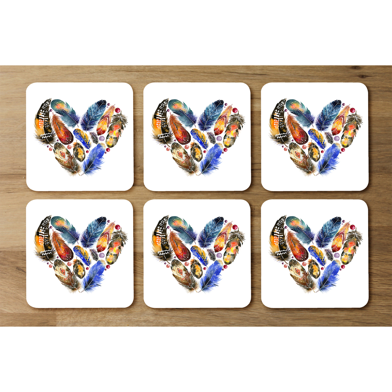 Image of Boho Tribal Heart Coaster - Blue