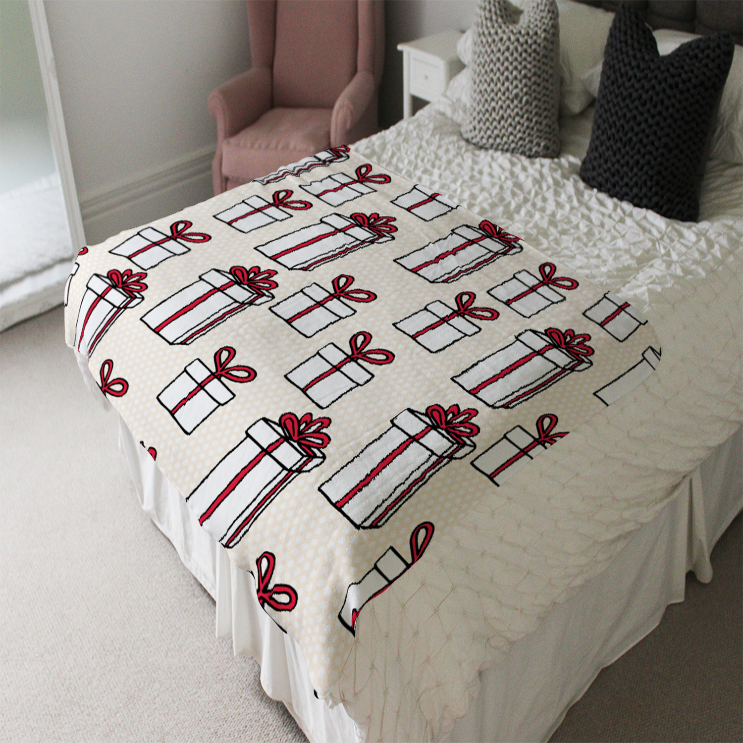Simple Pattern Soft Blanket - Red
