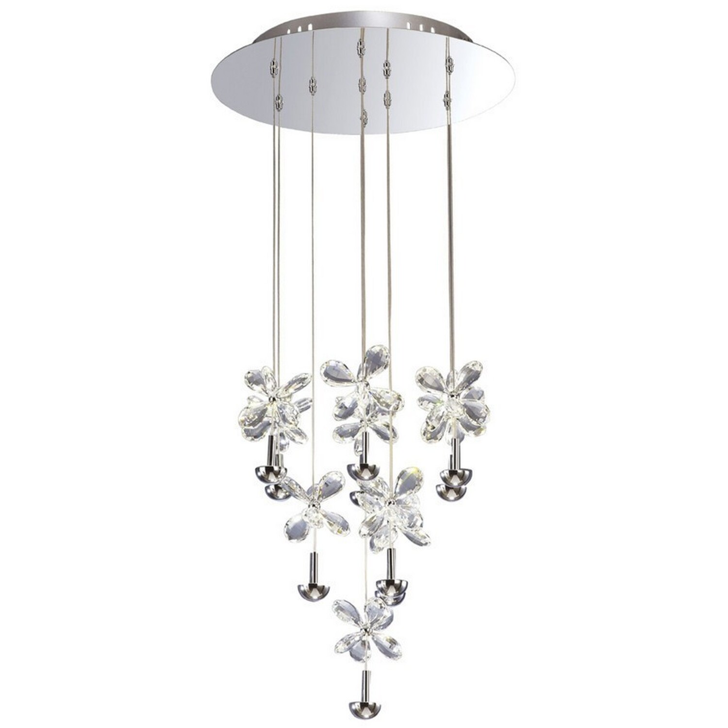 Inspired Aviva Ceiling Cluster Pendant Round 4000K Led Polished Chrome, Crystal - Polished Chrome