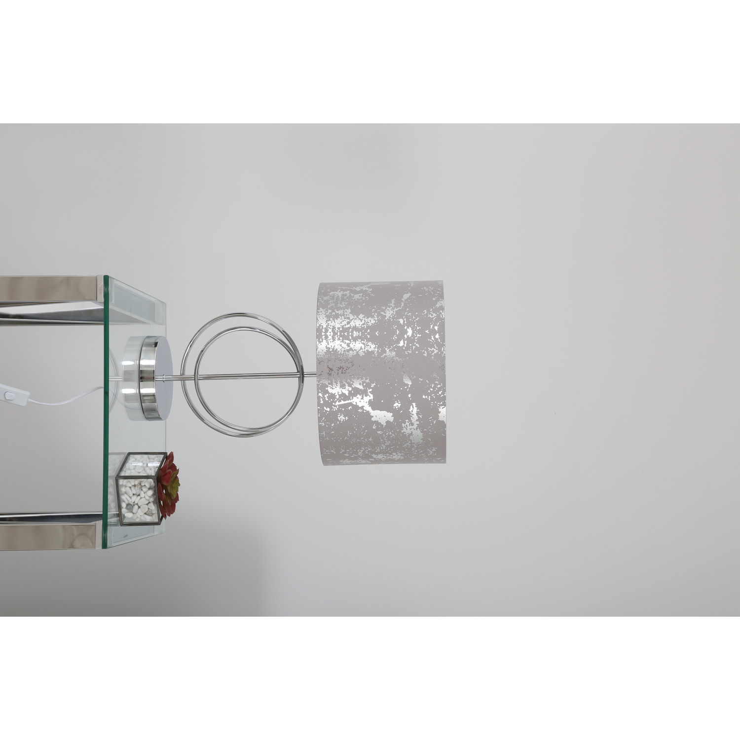 Vanity Living - Set of 2 Metal Circle Design 49cm Base Table Lamp - Silver and Grey thumbnail