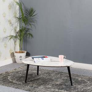 Luxor Coffee Table with White Marble Top and Metal Legs