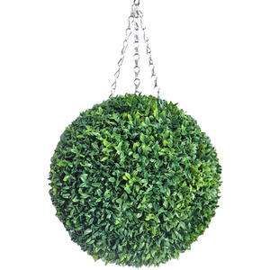Best Artificial 38cm Green Olive Grass Hanging Basket Topiary Ball