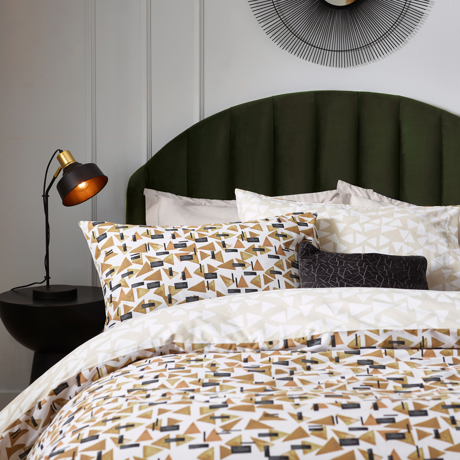 Geometric Triangles Duvet Cover Set - Toffee King