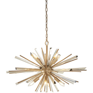 Salerno 8 Light Ceiling Pendant Antique Brass Plate With Champagne Glass