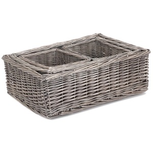 Set of Antique Wash Finish Wicker Tray