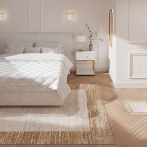 Distressed Bordered Living Area Rug