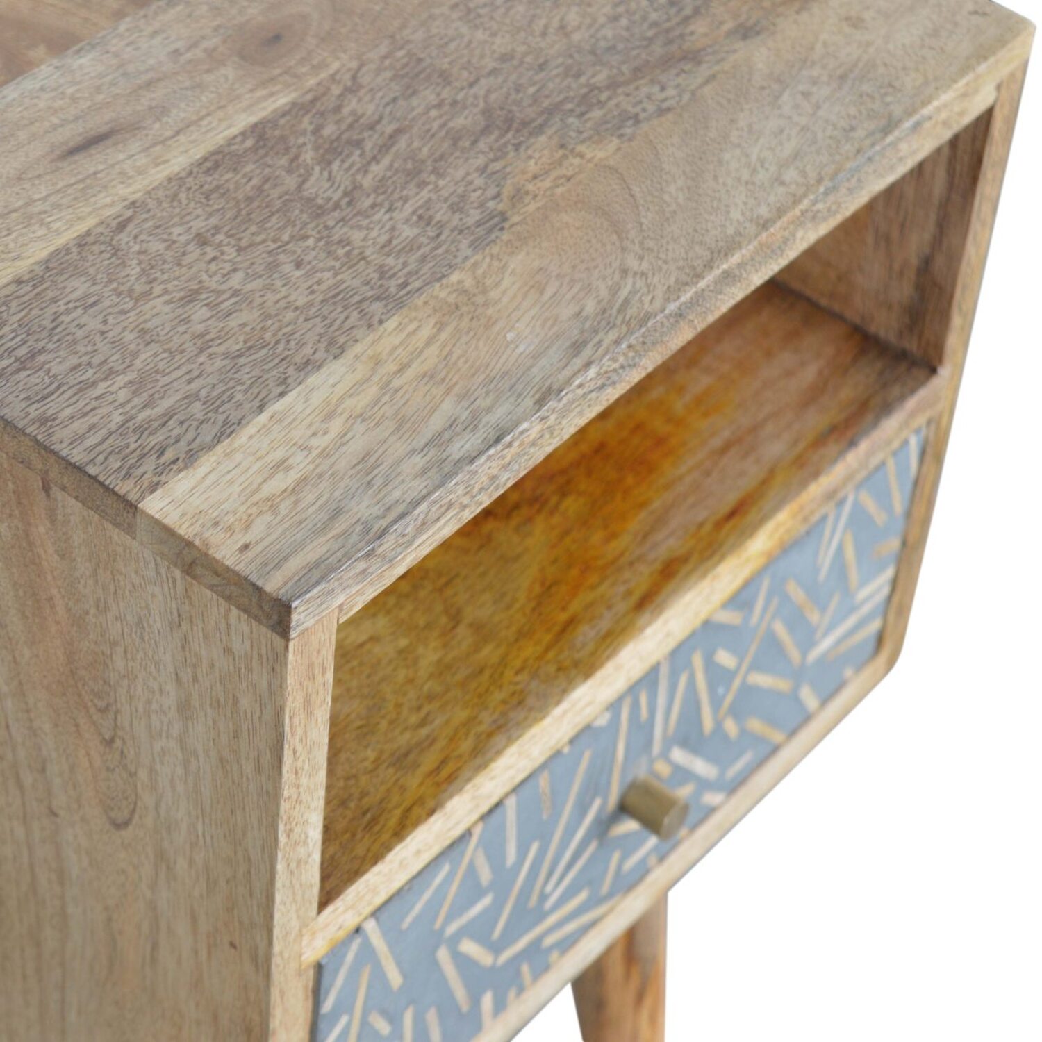Artisan Retro Style Mango Wood Square Bedside Storage Cabinet With Drawer - Brown
