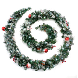 Christmas Snow Flocked Red Decorated Garland