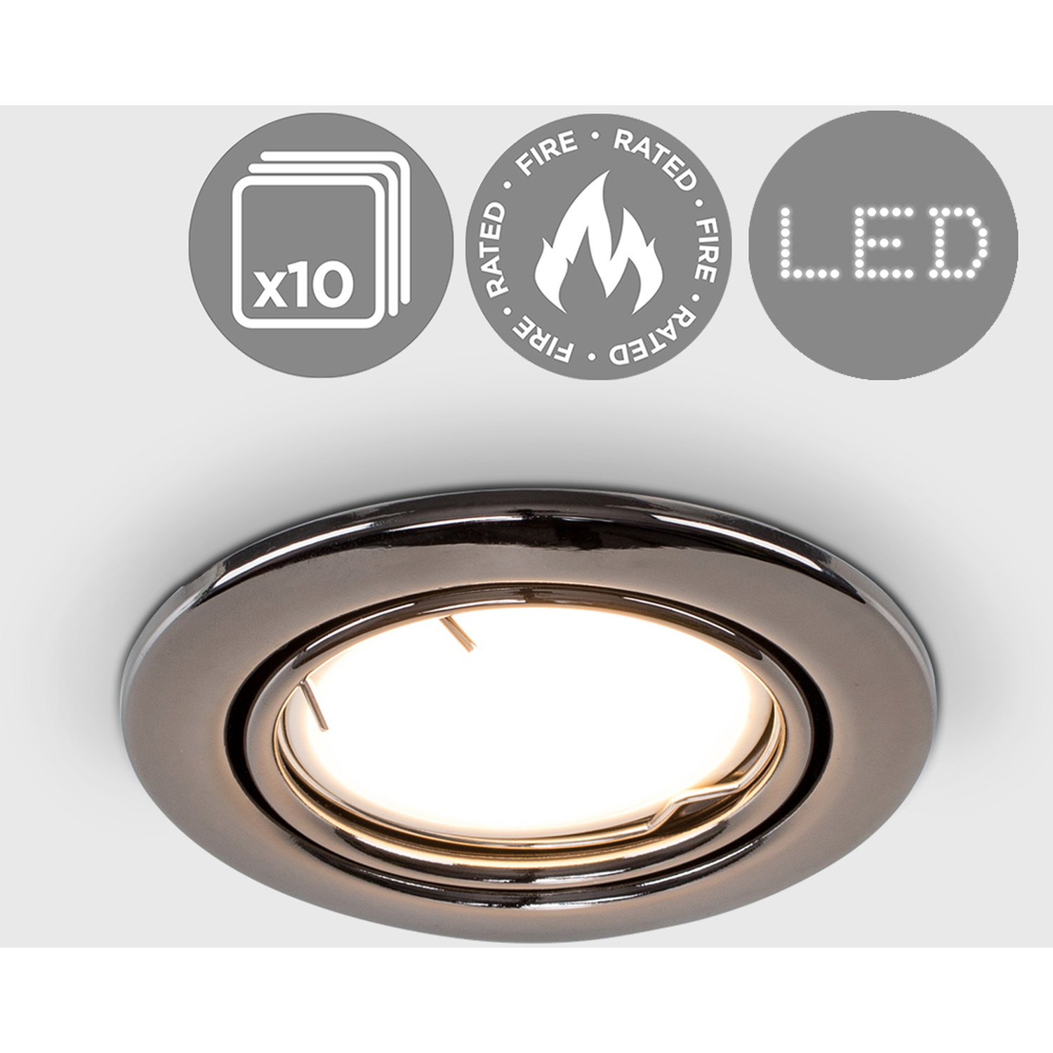 ValueLights - Downlight 10 Pack Black Ceiling Downlight Tiltable - Black thumbnail