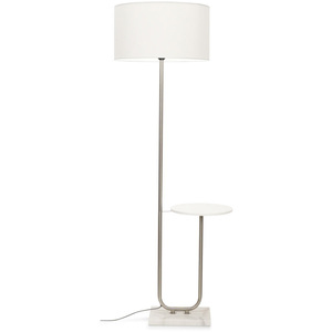 Tavel Silver with Table Floor Lamp Large White Shade