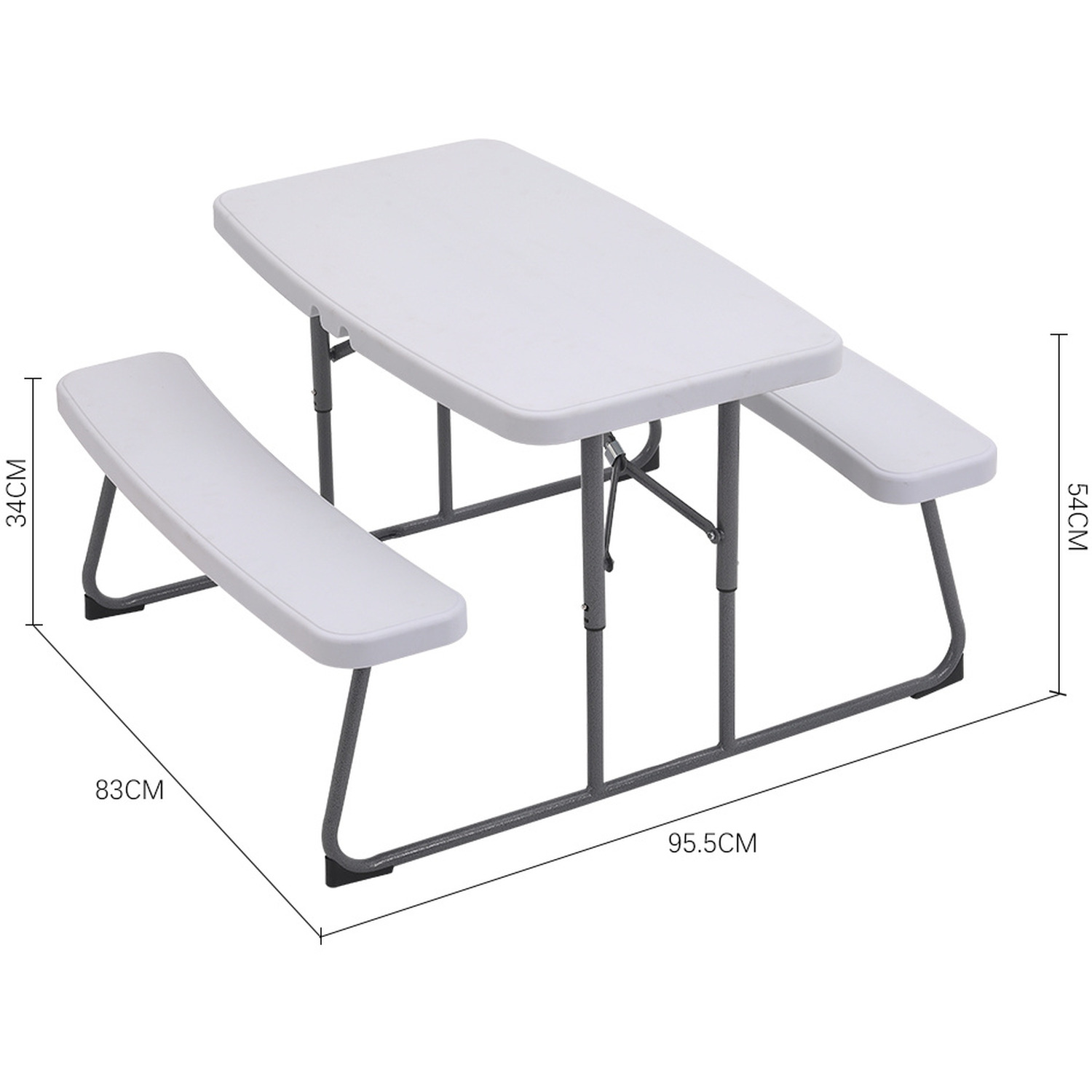 Kids Foldable Garden Picnic Table And Bench Set - Beige 95 5cm