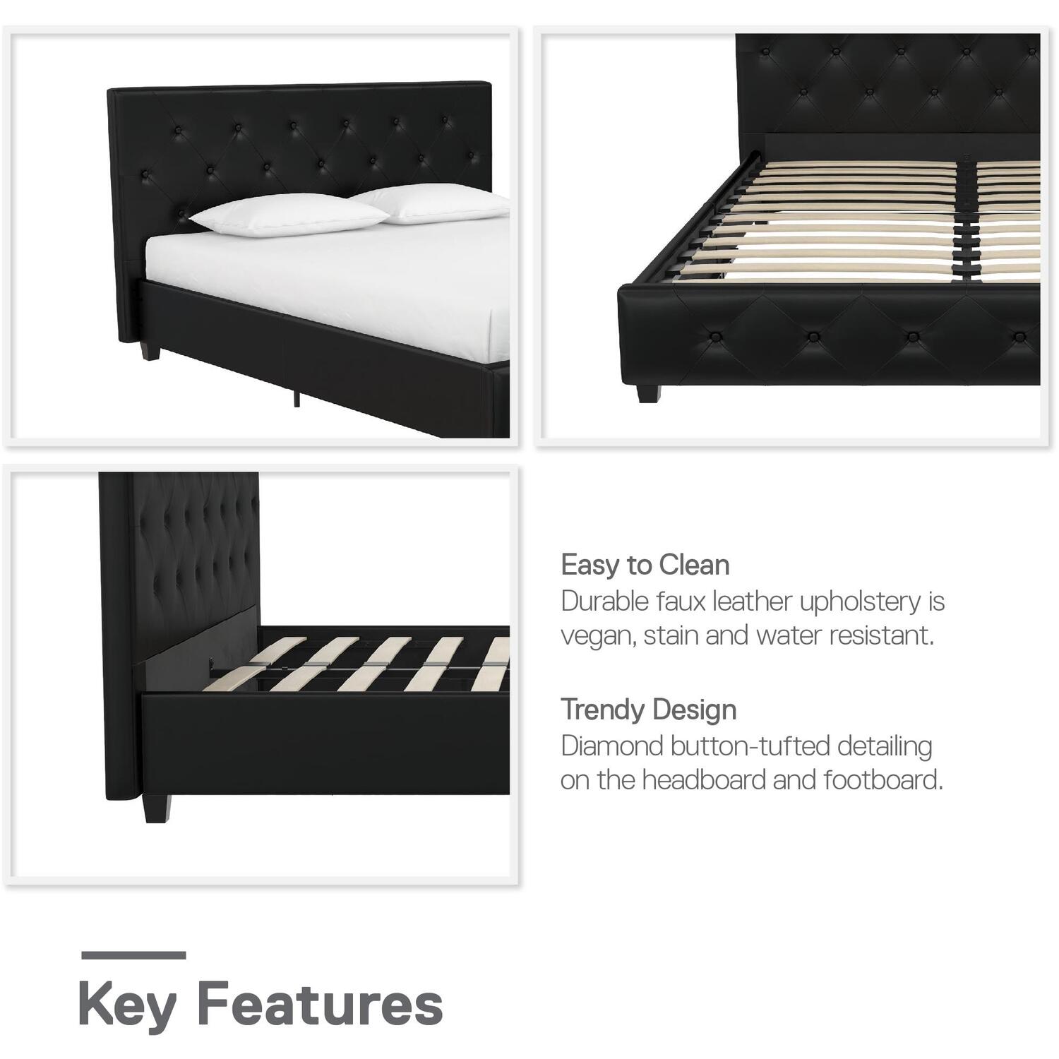 Dakota Upholstered Bed - Black King