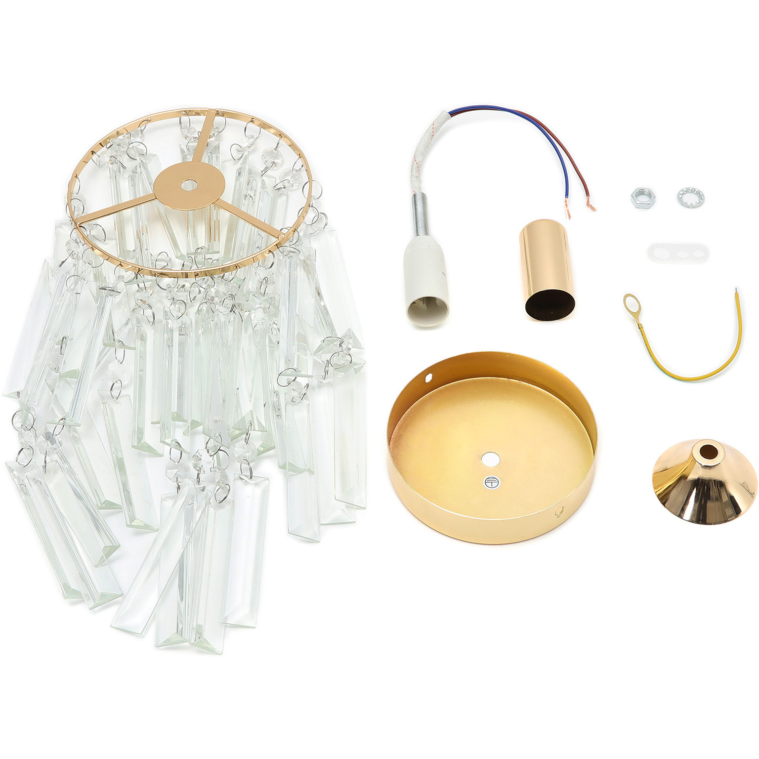 Crystal Mount Metal Ceiling Light - Gold
