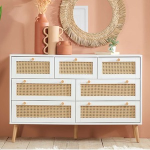 White Croxley 7 Drawer Rattan Chest shot 5067829
