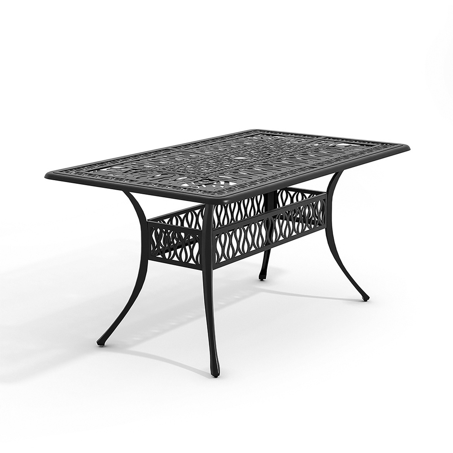 6-seater Retro Garden Patio Chair And Table Set With Cushions - Black