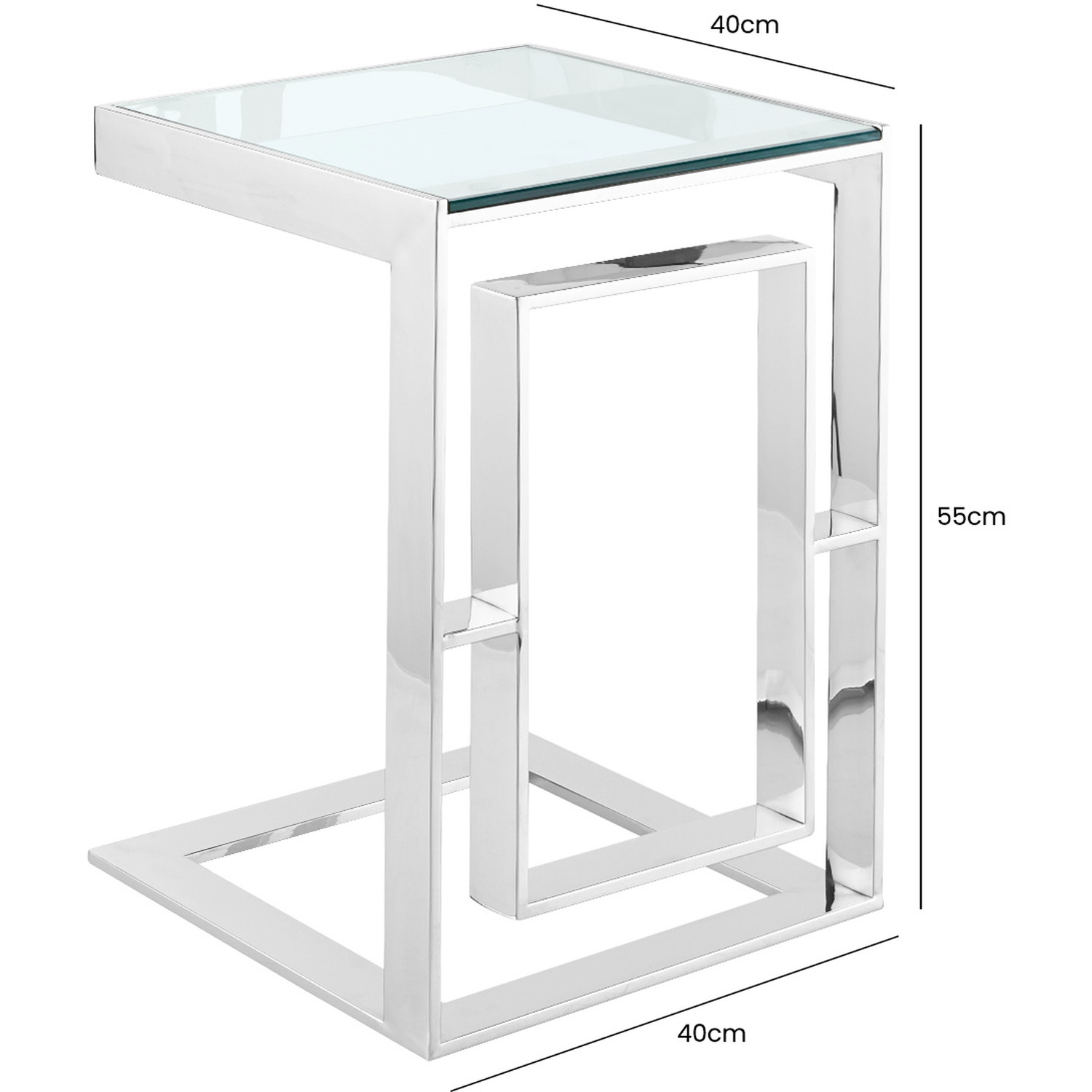 C-shape Sofa Table For Living Room Furniture - Clear