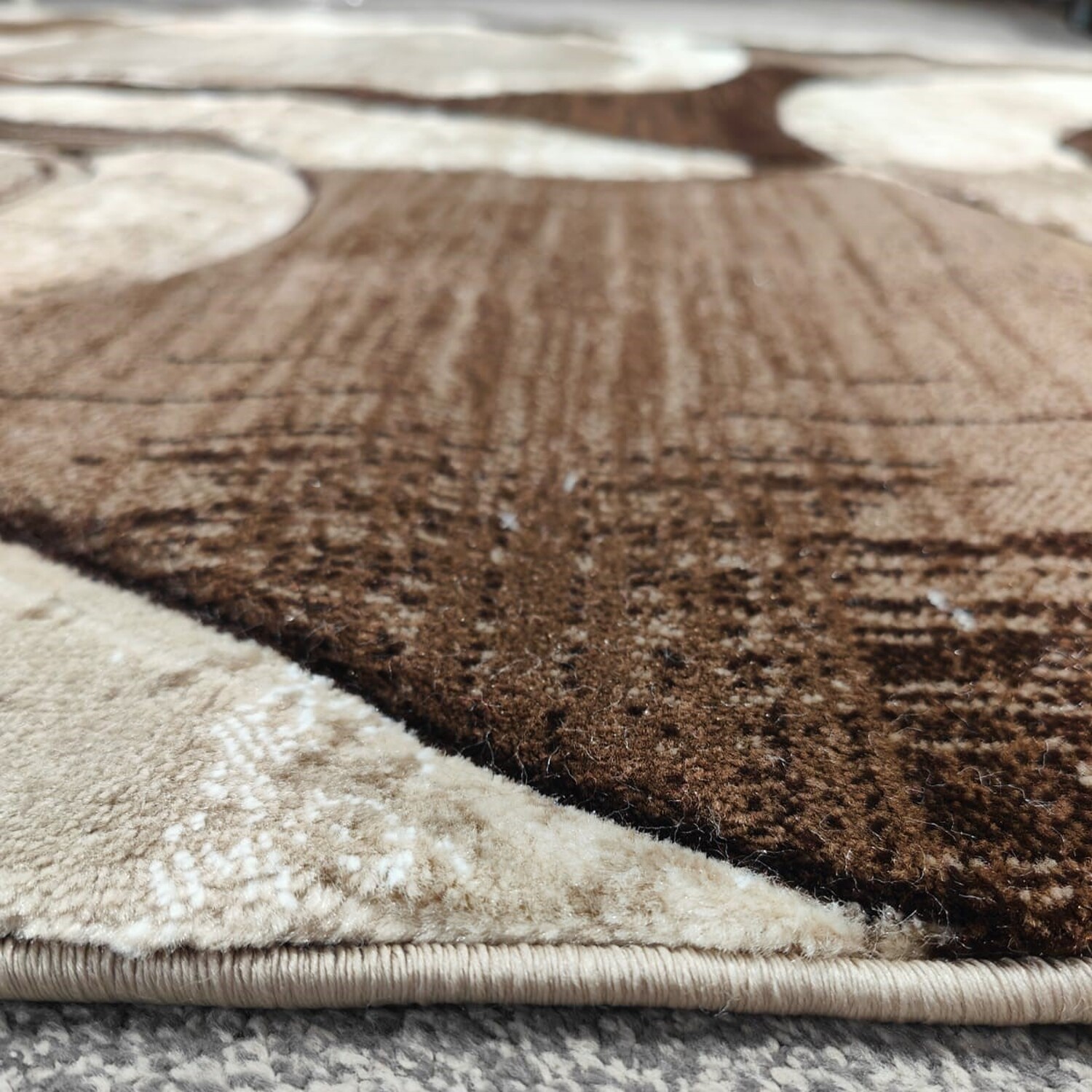 Brown Retro Abstract Carved Living Room Rug