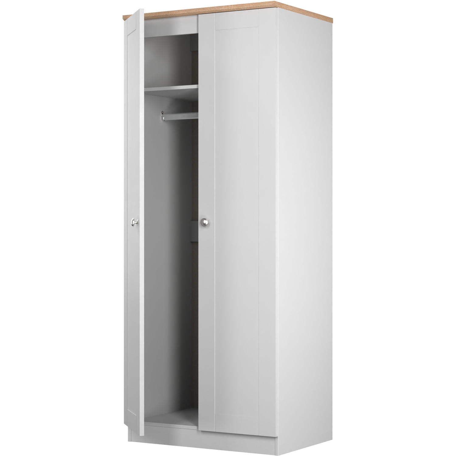 Sussex Fully Assembled Tall Plain Wardrobe - Grey Ash Bardolino Oak