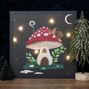 Light Up Mushroom Canvas Plaque