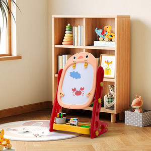 Children's Double-Sided Magnetic Drawing Easel with Board Games