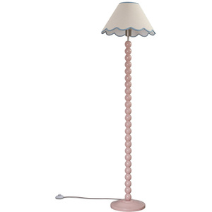 Bobbins Rose Floor Lamp with Linen Scallop Shade and LED Bulb