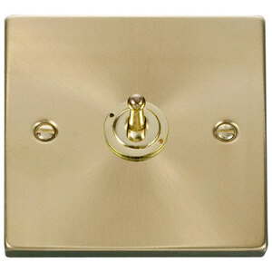 Satin  Brushed Brass 1 Gang 2 Way 10AX Toggle Light Switch