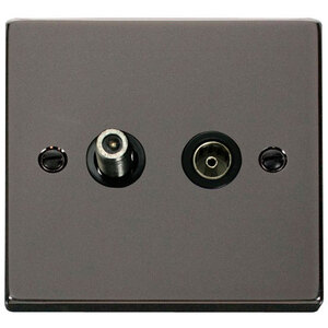 Black Nickel Satellite And Isolated Coaxial 1 Gang Socket