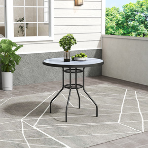 Tempered Glass Wood Effect Garden Table