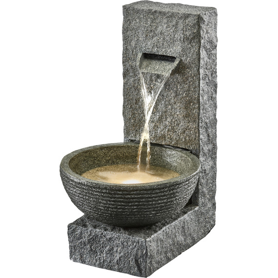 Stone-Effect Cascading Water Bowl Water Feature