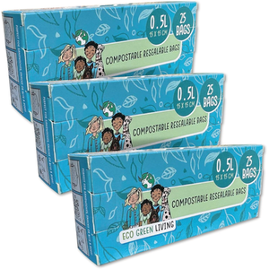 Compostable Zip Lock bags (25) x 3, 75 bags in total