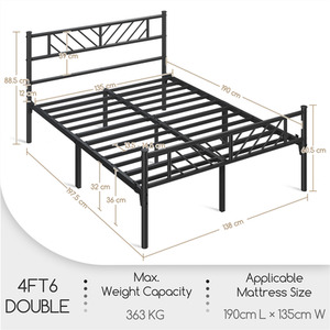 Black / Double Metal Bed Frame with Arrow Design Headboard and Footboard shot 7393125